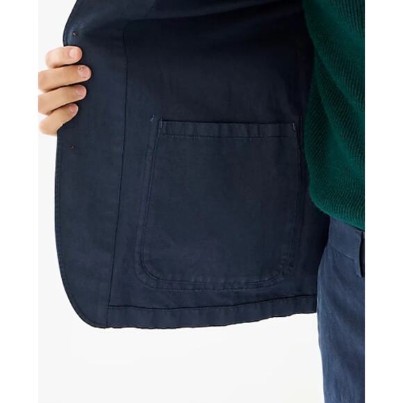 J.Crew Garment Dyed Cotton Linen Chino Suit Jacket Navy Classic Mens US 42 NWT - Picture 5 of 15